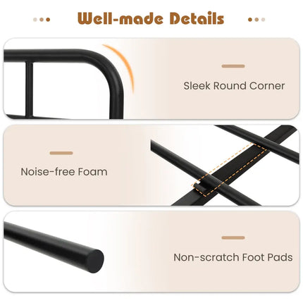 Twin/Full/Queen Size Bed Frame with Industrial Headboard-Full Size - Black - Simple Bed Frame