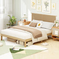 Twin/Full/Queen Size Bed Frame with Rattan Headboard-Queen Size - Natural - Simple Bed Frame