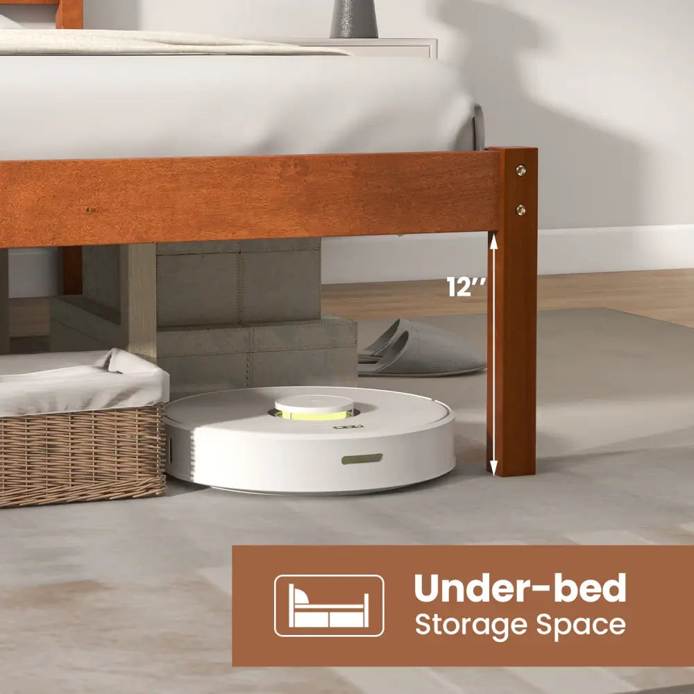 Twin/Full/Queen Size Bed Frame with Wooden Headboard and Slat Support-Queen Size - Walnut - Simple Bed Frame