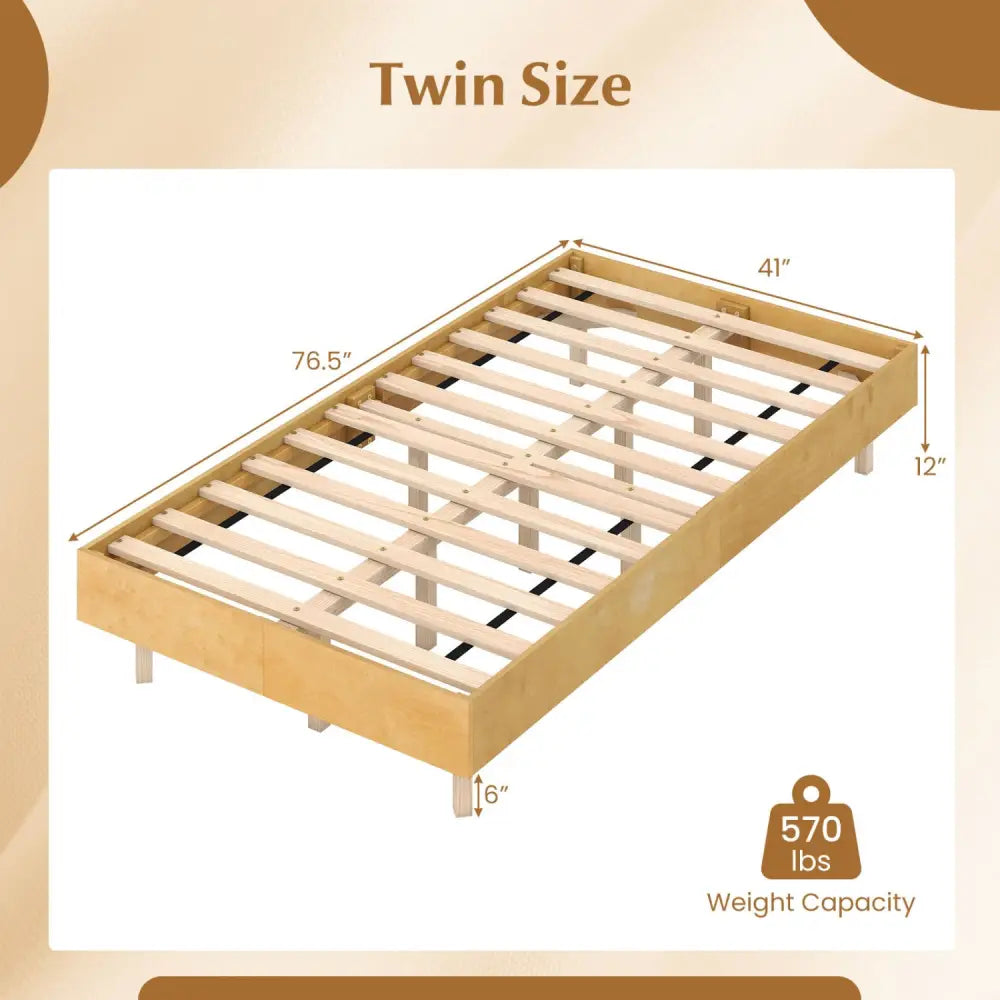 Twin/Full/Queen Size Floating Bed Frame with LED Lights for Bedroom-Twin - Natural - Beds & Bed Frames