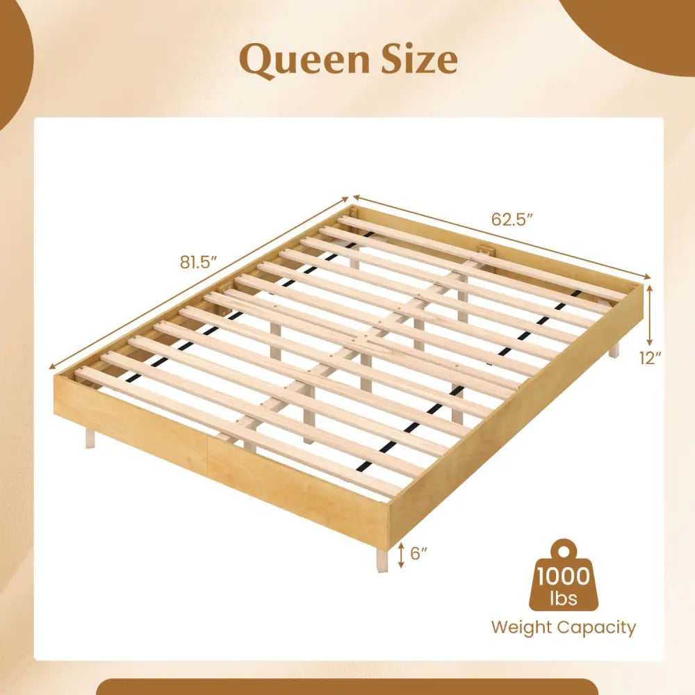 Twin/Full/Queen Size Floating Bed Frame with LED Lights for Bedroom-Queen - Natural - Beds & Bed Frames