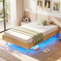Twin/Full/Queen Size Floating Bed Frame with LED Lights for Bedroom-Twin - Natural - Beds & Bed Frames