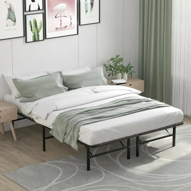 Twin/Full/Queen Size Foldable Metal Platform Bed with Tool-Free Assembly-Queen size Costway