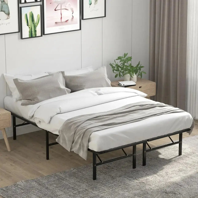Twin/Full/Queen Size Foldable Metal Platform Bed with Tool-Free Assembly-Full Size Costway