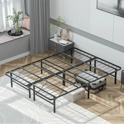Twin/Full/Queen Size Foldable Metal Platform Bed with Tool-Free Assembly-Queen size Costway
