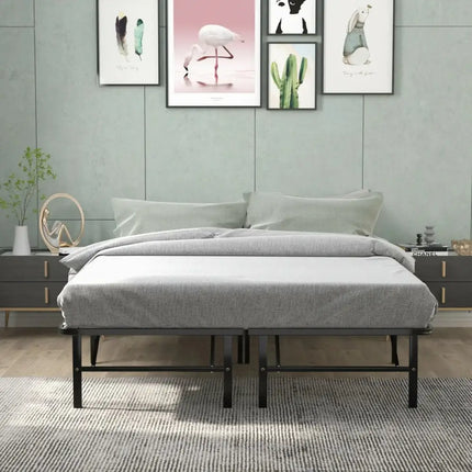 Twin/Full/Queen Size Foldable Metal Platform Bed with Tool-Free Assembly-Queen size Costway