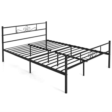 Twin/Full/Queen Size Metal Bed Frame with Headboard and Footboard-Queen Size - Black - Simple Bed Frame
