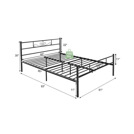 Twin/Full/Queen Size Metal Bed Frame with Headboard and Footboard-Queen Size - Black - Simple Bed Frame