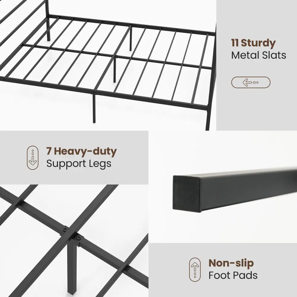 Twin/Full/Queen Size Metal Canopy Bed Frame with Slat Support-Full Size - Black - Simple Bed Frame