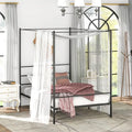 Twin/Full/Queen Size Metal Canopy Bed Frame with Slat Support-Full Size - Black - Simple Bed Frame