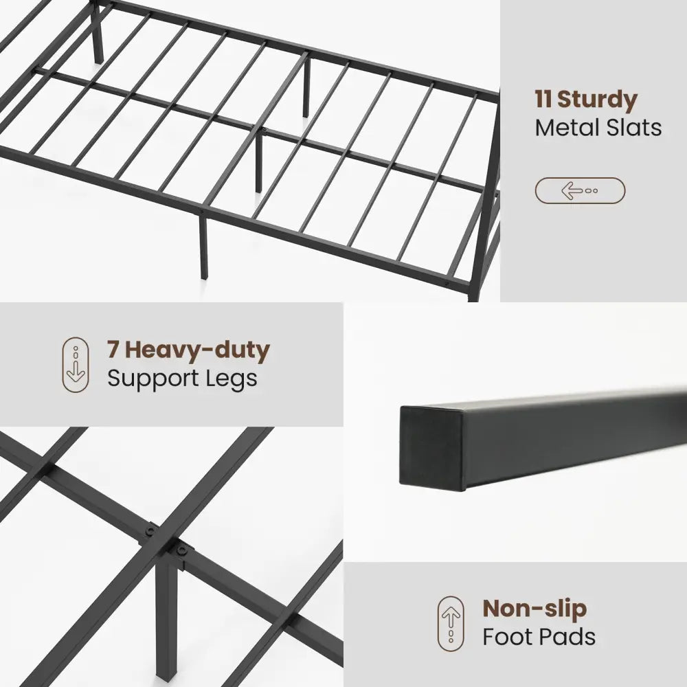 Twin/Full/Queen Size Metal Canopy Bed Frame with Slat Support-Twin Size - Black - Simple Bed Frame