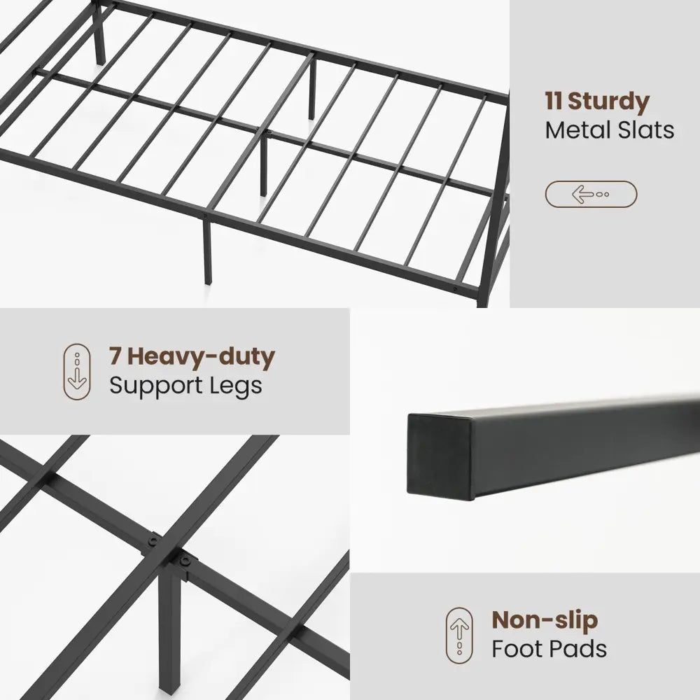 Twin/Full/Queen Size Metal Canopy Bed Frame with Slat Support-Twin Size - Black - Simple Bed Frame
