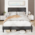 Twin/Full/Queen Size Upholstered Platform Bed Frame with High Headboard-Queen Size - Gray - Simple Bed Frame