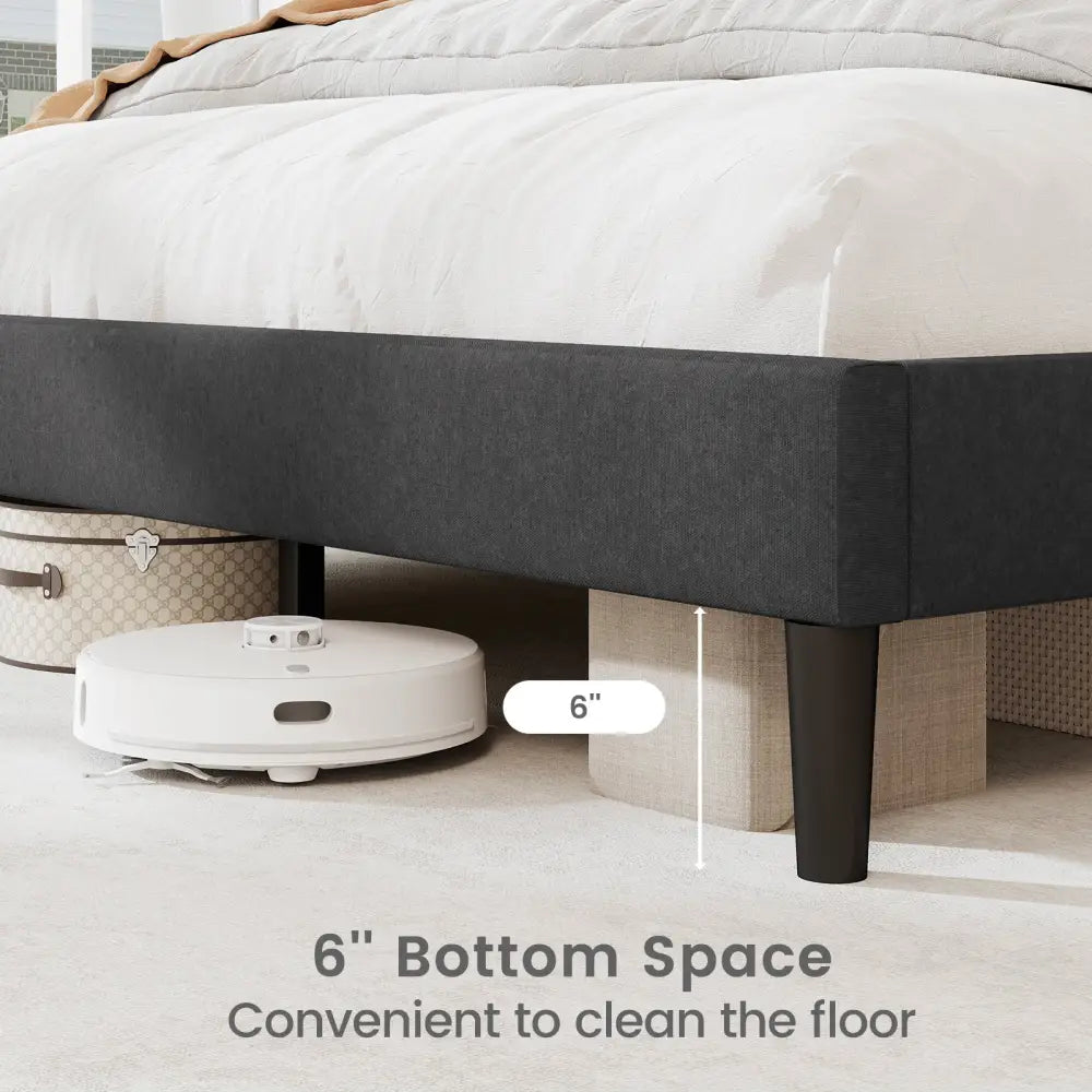 Twin/Full/Queen Size Upholstered Platform Bed Frame with High Headboard-Queen Size - Gray - Simple Bed Frame