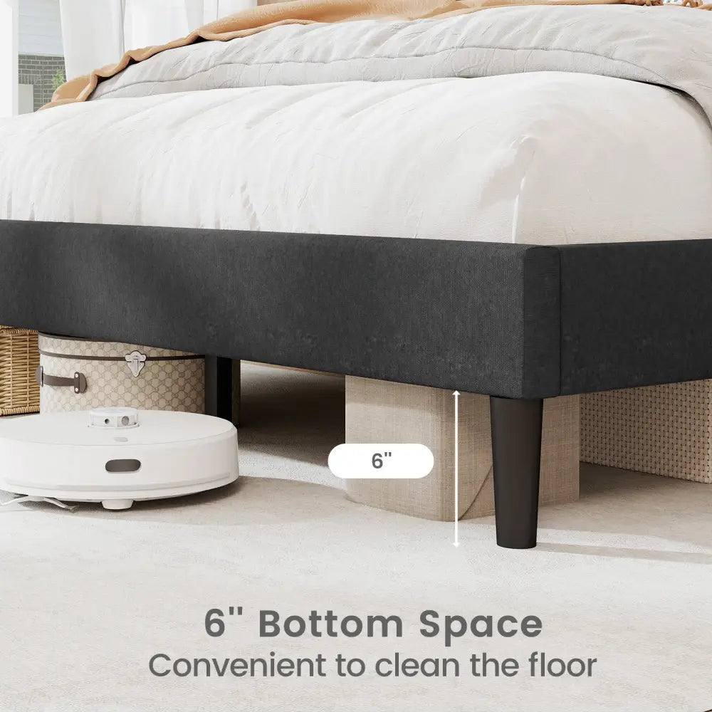Twin/Full/Queen Size Upholstered Platform Bed Frame with High Headboard-Full Size - Gray - Simple Bed Frame