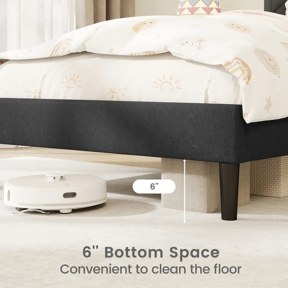 Twin/Full/Queen Size Upholstered Platform Bed Frame with High Headboard-Twin - Gray - Simple Bed Frame