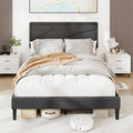 Twin/Full/Queen Size Upholstered Platform Bed Frame with High Headboard-Full Size - Gray - Simple Bed Frame