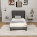 Twin/Full/Queen Size Upholstered Platform Bed with Button Tufted Headboard-Twin Size - Gray - Simple Bed Frame