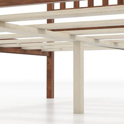 Twin/Full/Queen Size Wood Bed Frame with Headboard and Slat Support-Full Size - Walnut - Simple Bed Frame