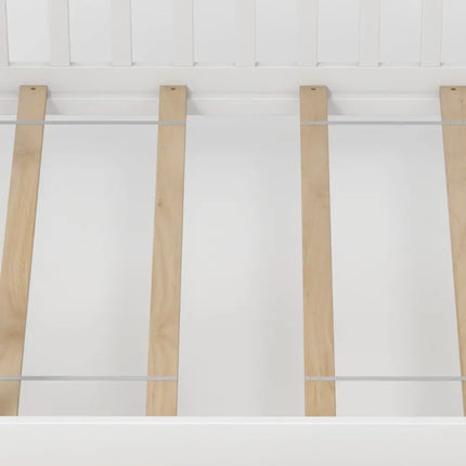 Twin House Bed with 2 Storage Drawers and Roof & Fence Rails-White - White - Simple Bed Frame