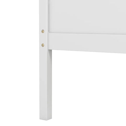 Twin House Bed with 2 Storage Drawers and Roof & Fence Rails-White - White - Simple Bed Frame