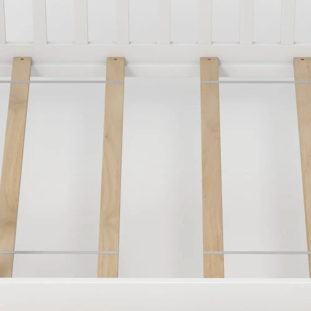 Twin House Bed with 2 Storage Drawers and Roof & Fence Rails-White - White - Simple Bed Frame