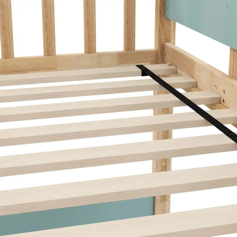 Twin Over Twin Bunk Bed with Ladder and Full-length Guardrails-Natural - Natural - Toddler Beds