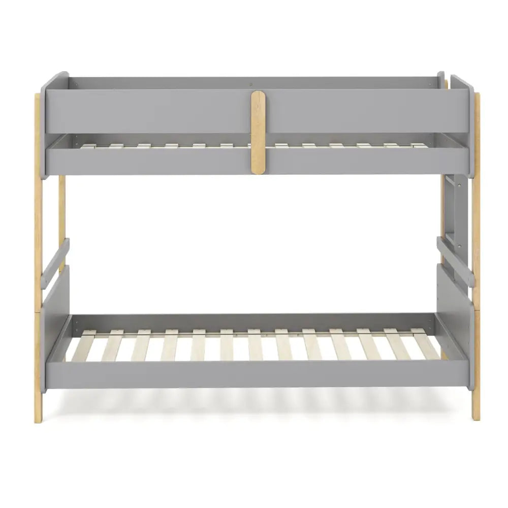 Twin Over Twin Bunk Bed with Ladder Convertible to 2 Twin Beds Toddler Wood Bunk Bed-Grey - Gray - Toddler Beds