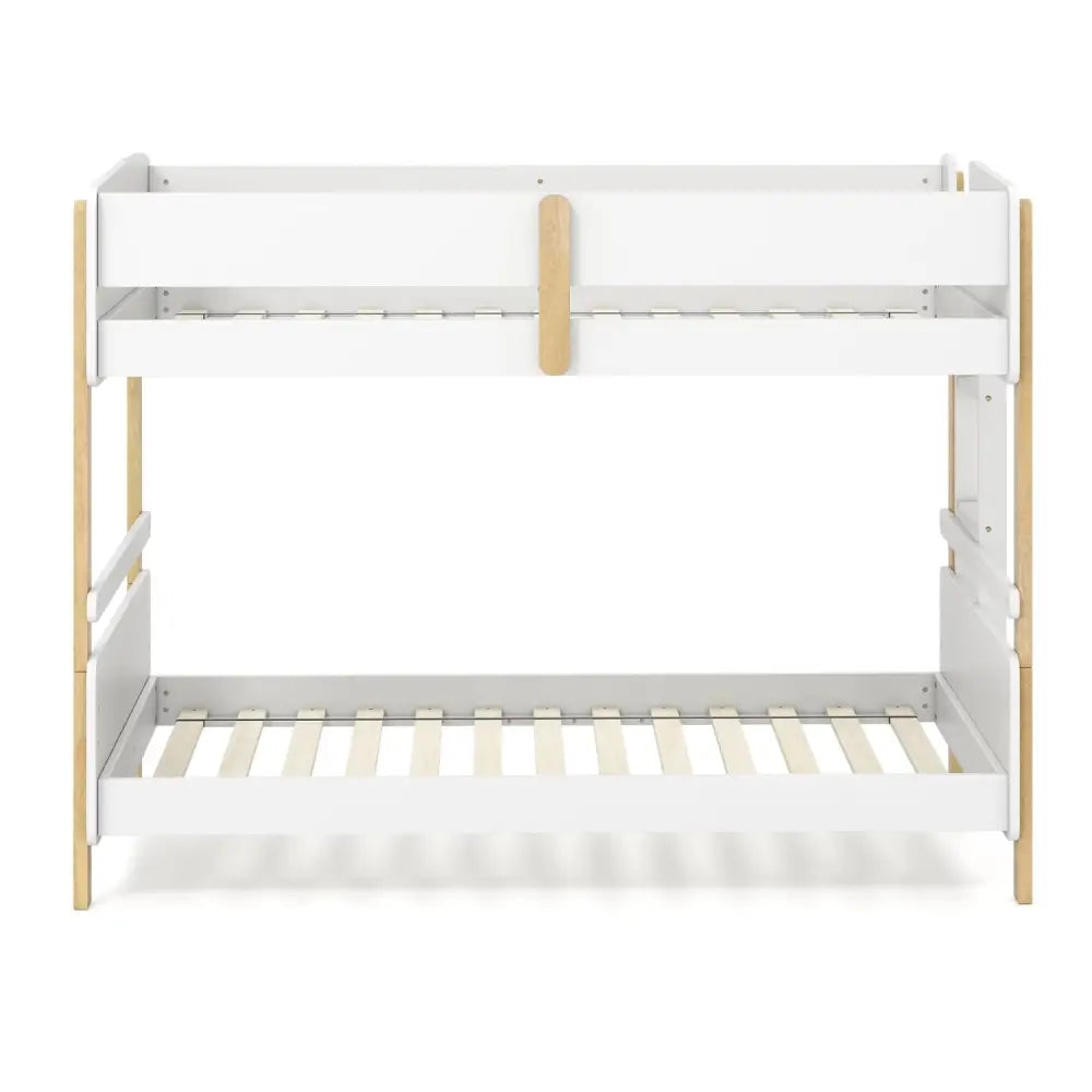 Twin Over Twin Bunk Bed with Ladder Convertible to 2 Twin Beds Toddler Wood Bunk Bed-White - White - Toddler Beds