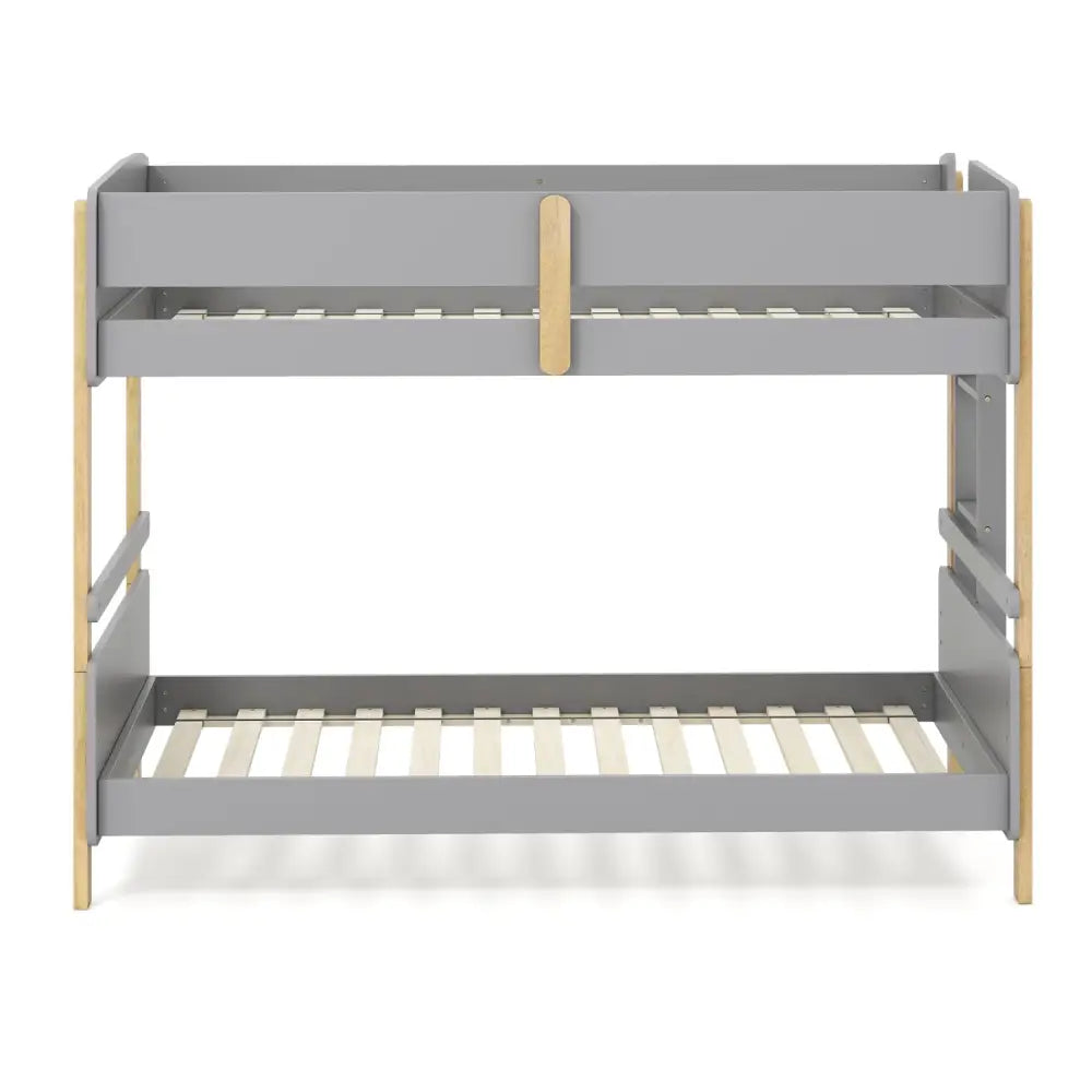 Twin Over Twin Bunk Bed with Ladder Convertible to 2 Twin Beds Toddler Wood Bunk Bed-Grey - Gray - Toddler Beds