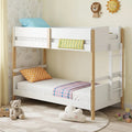 Twin Over Twin Bunk Bed with Ladder Convertible to 2 Twin Beds Toddler Wood Bunk Bed-White - White - Toddler Beds