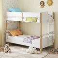 Twin Over Twin Bunk Bed with Ladder Convertible to 2 Twin Beds Toddler Wood Bunk Bed-White - White - Toddler Beds