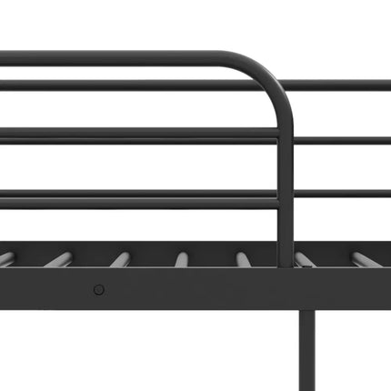 Twin Over Twin Bunk Bed with Trundle with Ladder and Full-length Guardrails-Black - Black - Bunk Bed Frame