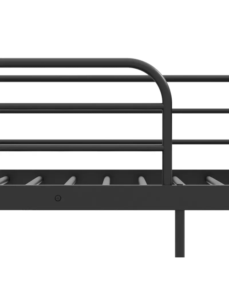 Twin Over Twin Bunk Bed with Trundle with Ladder and Full-length Guardrails-Black - Black - Bunk Bed Frame
