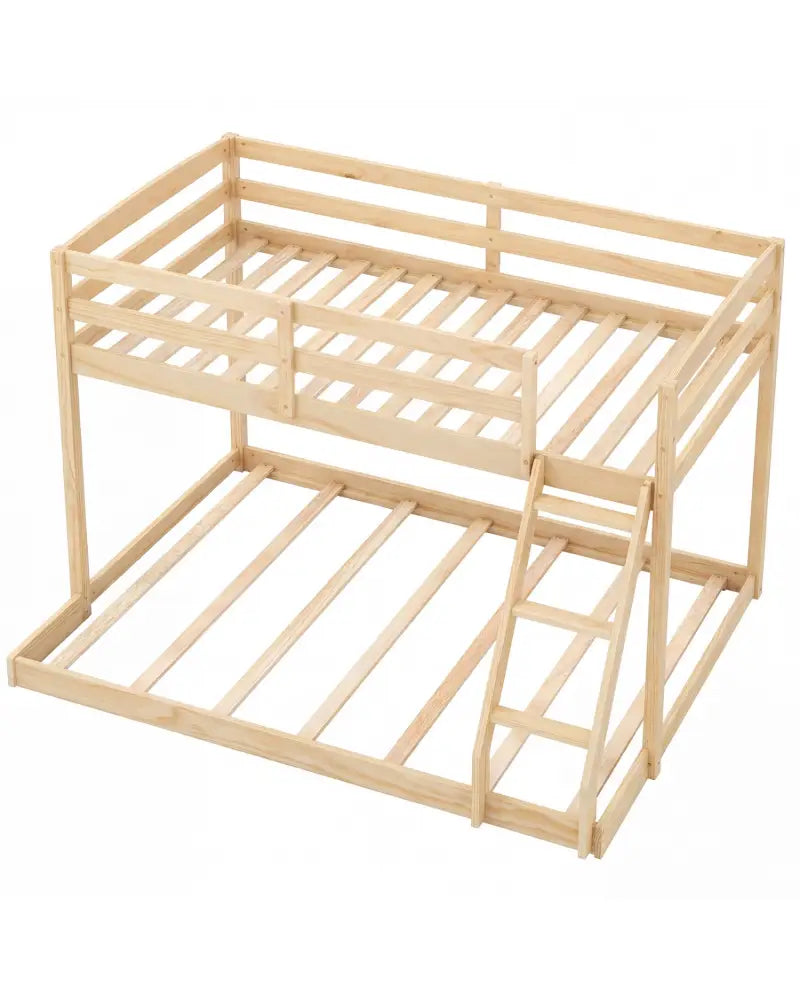 Twin Over Full Bunk Bed Low Floor Bunk Bed Frame-Natural - Natural - Bunk Bed Frame