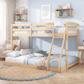 Twin Over Full Bunk Bed Low Floor Bunk Bed Frame-Natural - Natural - Bunk Bed Frame