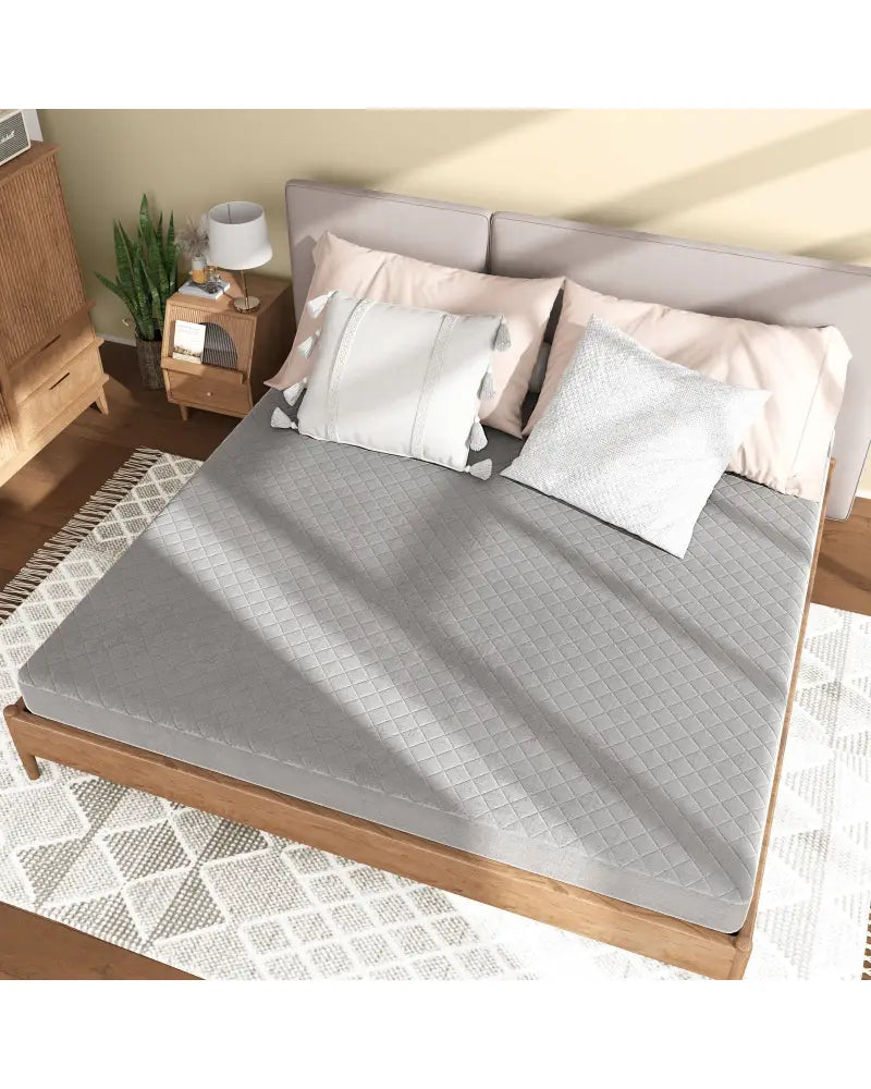 Twin/Queen/King Size Mattress Protector Luxury Super Soft Velvet Mattress Topper-King Size - Gray - Mattresses