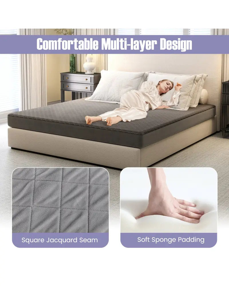 Twin/Queen/King Size Mattress Protector Luxury Super Soft Velvet Mattress Topper-King Size - Gray - Mattresses
