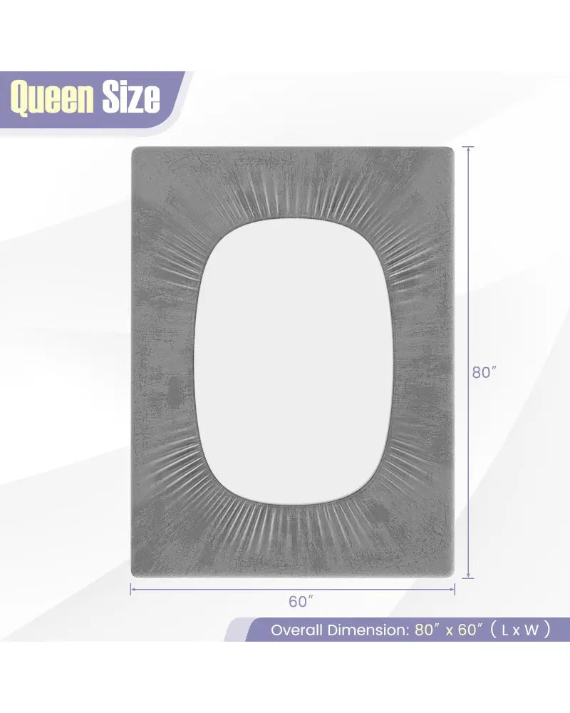 Twin/Queen/King Size Mattress Protector Luxury Super Soft Velvet Mattress Topper-Queen Size - Gray - Mattresses