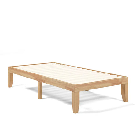 Twin Size 14 Inch Wooden Slats Bed Mattress Frame-Natural - Natural - Simple Bed Frame