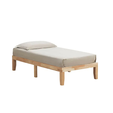 Twin Size 14 Inch Wooden Slats Bed Mattress Frame-Natural - Natural - Simple Bed Frame