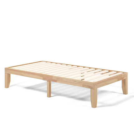 Twin Size 14 Inch Wooden Slats Bed Mattress Frame-Natural - Natural - Simple Bed Frame