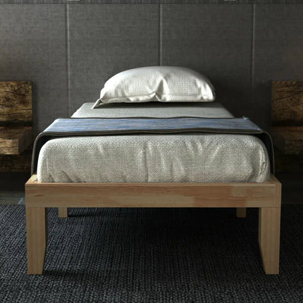 Twin Size 14 Inch Wooden Slats Bed Mattress Frame-Natural - Natural - Simple Bed Frame
