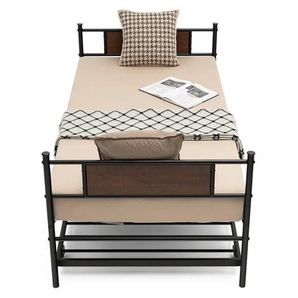 Twin Size 2-In-1 Daybed Frame with Pullout Trundle - Black - Trundle Bed Frame