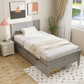 Twin Size Bed Frame with Storage Drawers-Gray - Gray - Trundle Bed Frame