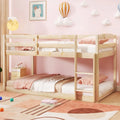 Twin Size Bunk Bed with High Guardrails and Integrated Ladder-Natural - Natural - Toddler Beds