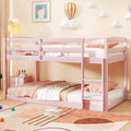 Twin Size Bunk Bed with High Guardrails and Integrated Ladder-Pink - Pink - Toddler Beds