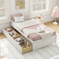 Twin Size Captain Bed with 2 Drawers and Slats Support-White - White - Simple Bed Frame
