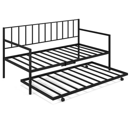 Twin Size Daybed and Trundle Frame Set Trundle Bedframe - Black - Trundle Bed Frame