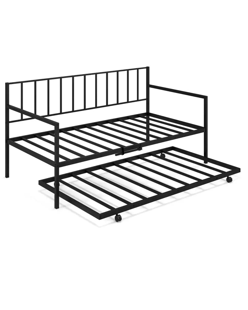 Twin Size Daybed and Trundle Frame Set Trundle Bedframe - Black - Trundle Bed Frame